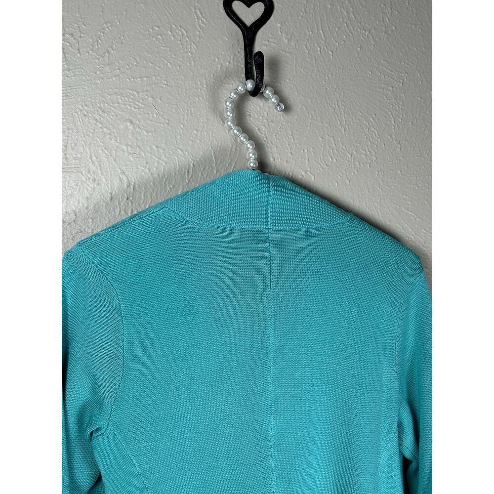 Eileen Fisher Size PP Petite XS Cardigan Teal Knit Sweater Waterfall TINY FLAW - Picture 11 of 12